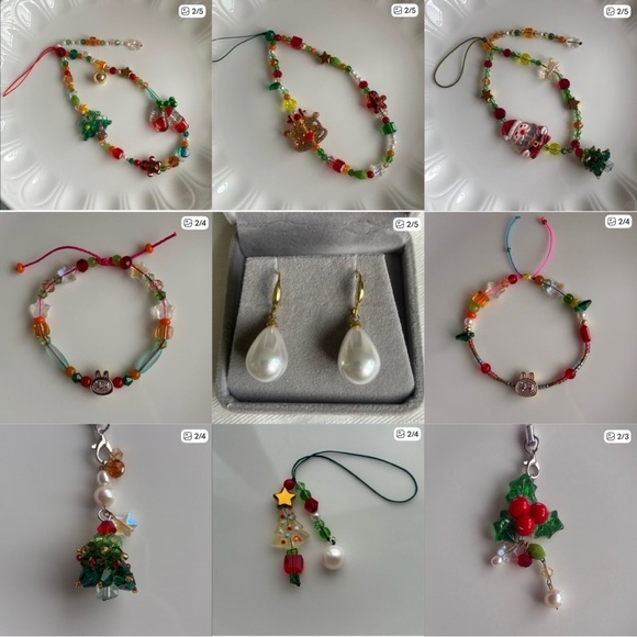 Floral Pearl Drop Earrings in Silver and Gold - Picture 8 of 8